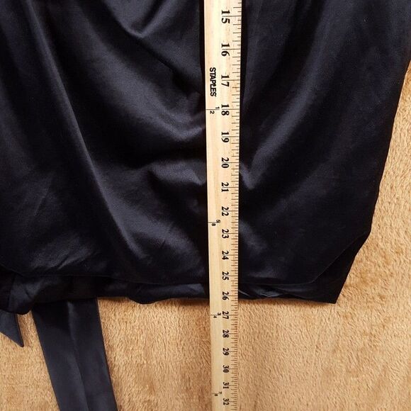 DRIES VAN NOTEN Strapless Dress Womens Size 40 Black Satin Belted Tie Silk Blend - Picture 8 of 9